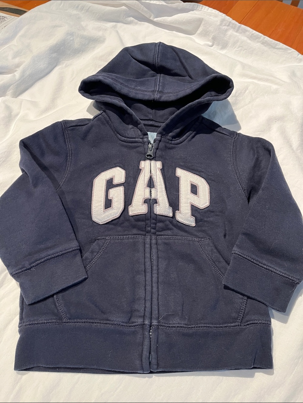 3T GAP Navy Hooded Zip Sweatshirt with White Logo